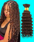 CHOCOLATE BROWN HUMAN BRAIDING HAIR DEEP WAVE BULK