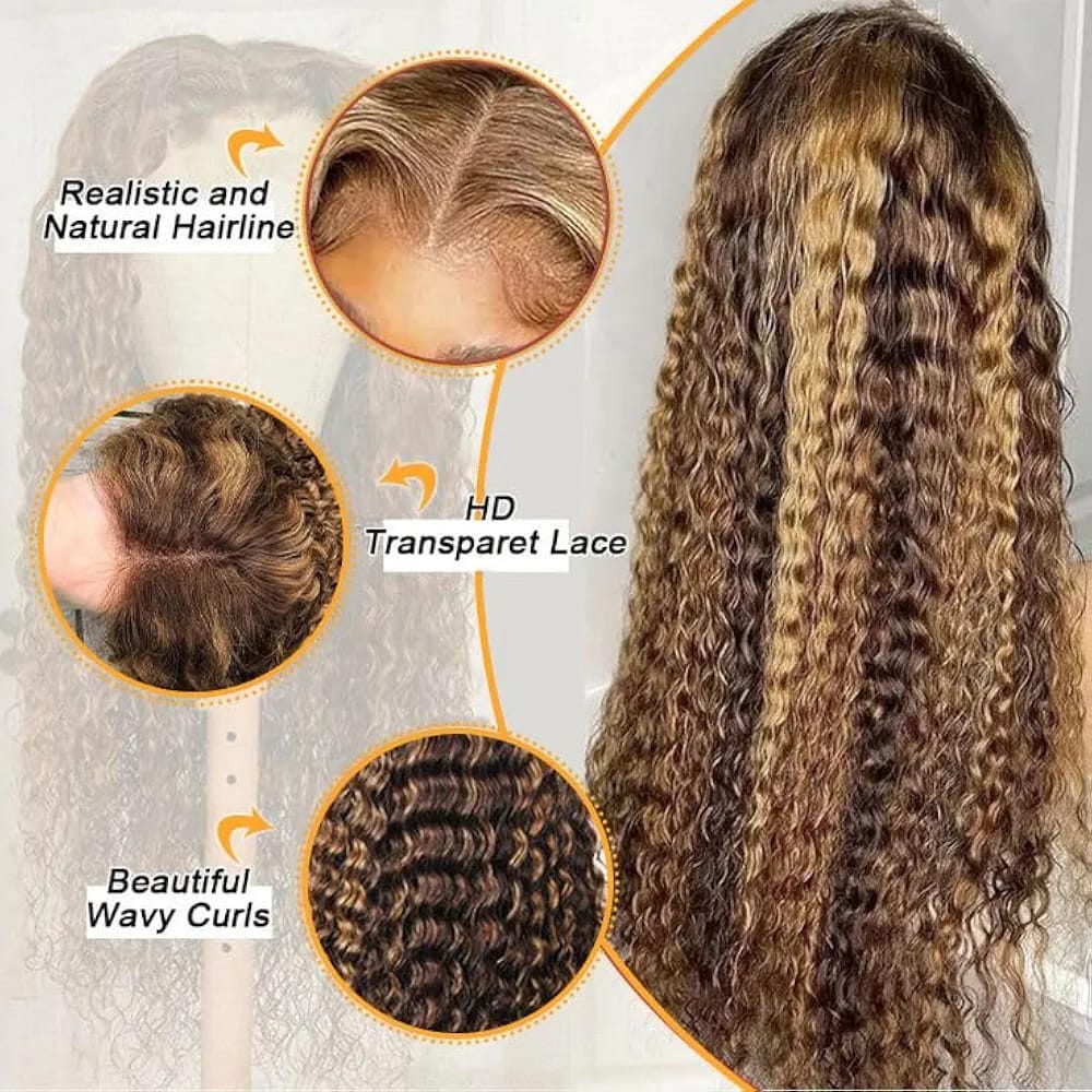 HONEY BLONDE 13X6 DEEP WAVE LACE FRONT WIGS HUMAN HAIR